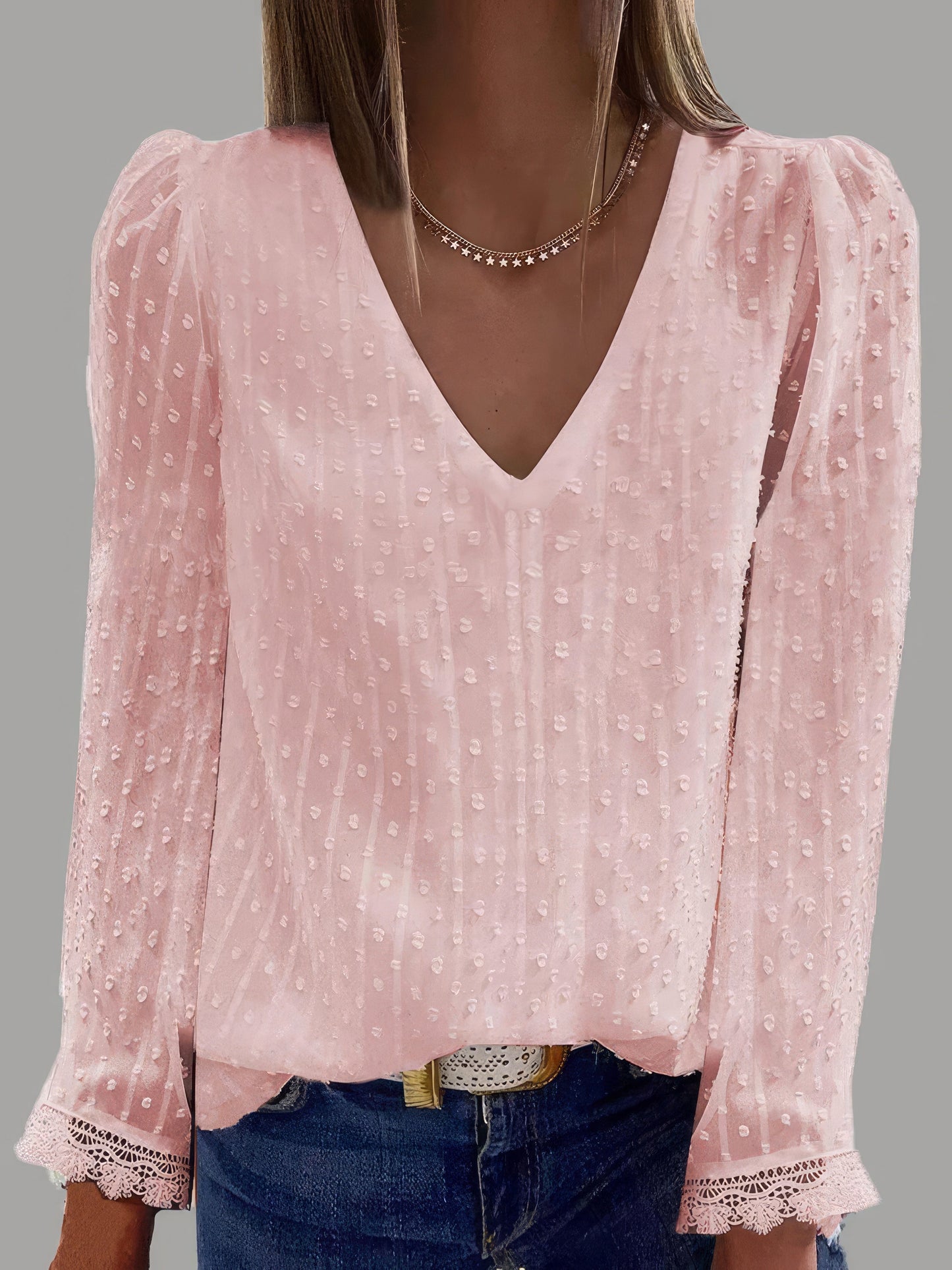 Blouses Loose V-neck Long-sleeved Blouse MsDressly